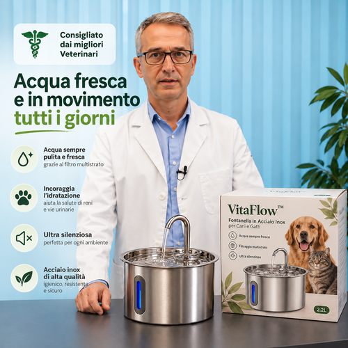 VitaFlow™ – Fontanella in Acciaio Inox per Cani e Gatti